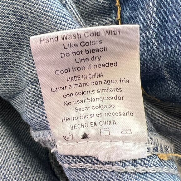 Like New! Blue Denim Jacket with 'LOVE' Embellishment Size and Brand Unknown - Picture 10 of 13